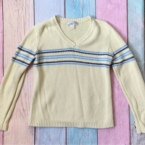 Christopher & Banks Light yellow v neck Sweater - Picture 2 of 9